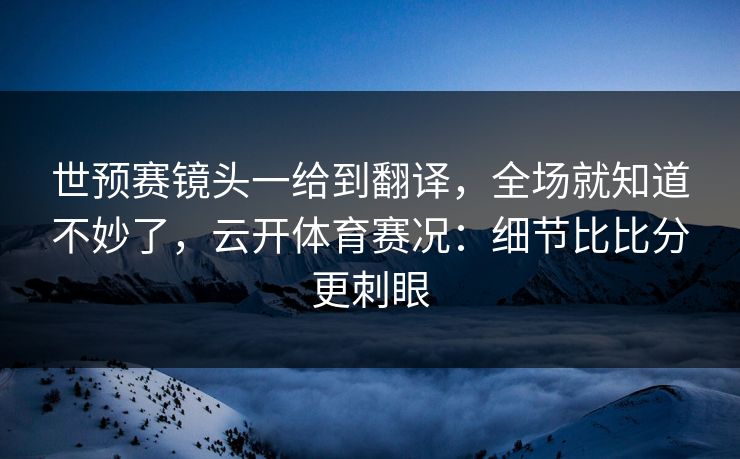 世预赛镜头一给到翻译，全场就知道不妙了，云开体育赛况：细节比比分更刺眼