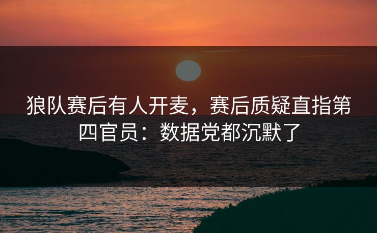 狼队赛后有人开麦，赛后质疑直指第四官员：数据党都沉默了