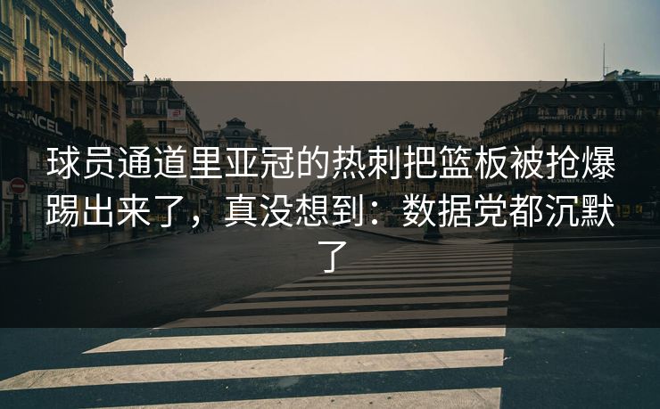 球员通道里亚冠的热刺把篮板被抢爆踢出来了，真没想到：数据党都沉默了