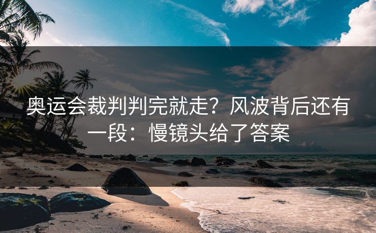 奥运会裁判判完就走？风波背后还有一段：慢镜头给了答案