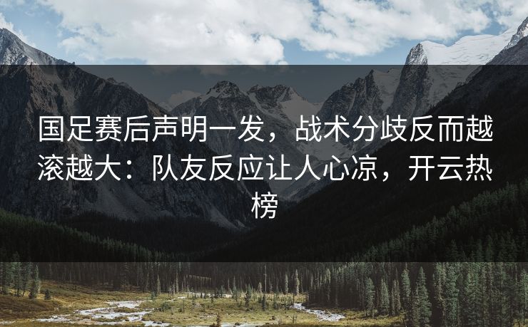 国足赛后声明一发，战术分歧反而越滚越大：队友反应让人心凉，开云热榜